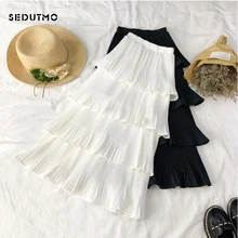 SEDUTMO летние гофрированные шифоновые юбки женские миди юбка-пачка с высокой талией Весенняя эластичная Тонкая Повседневная юбка ED797