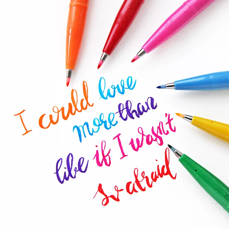 

Pental Marker Pen Fude Touch Sign Pen Felt Pen Brush Stroke Flexible Point Marker Pen Assorted Color for Calligraphy Drawing