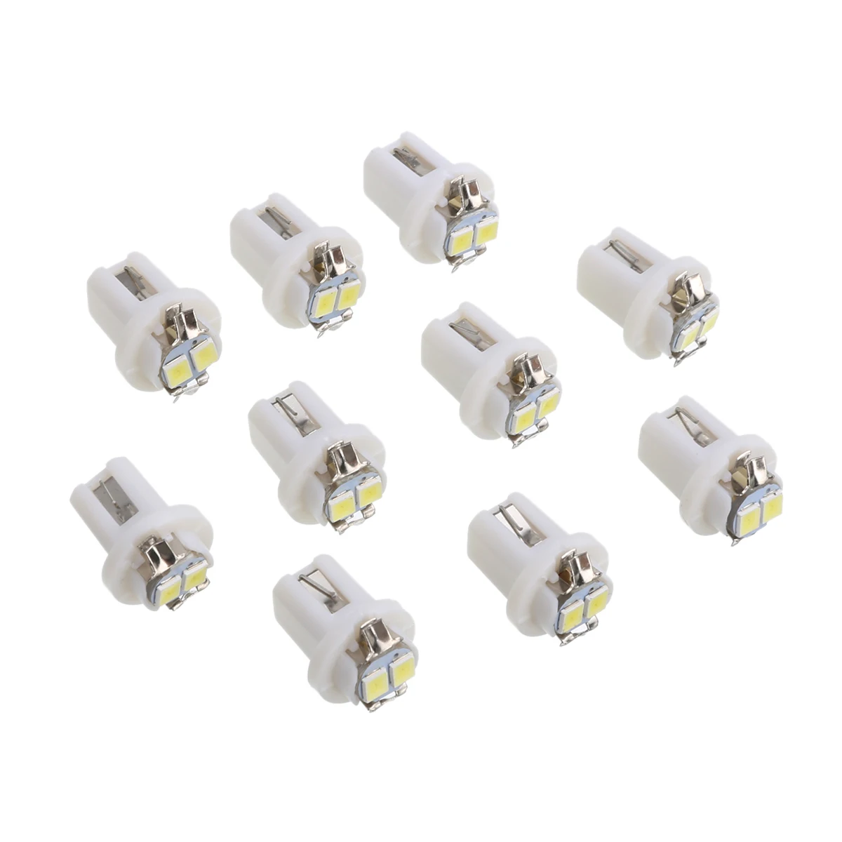 10pcs/set High Bright White T5 B8.5D 3528 2 LED Car Dash Gauge Cluster Instrument Panel Wedge Light Bulb Dashboard Lamp