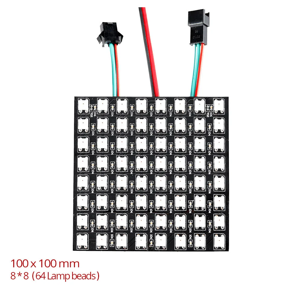 WS2812B Гибкий цифровой светодиодный Pixel Панель Экран индивидуально адресуемых 5050 RGB полный Цвет 64 256 Пиксельная лента - Цвет: 8x8 Pixels