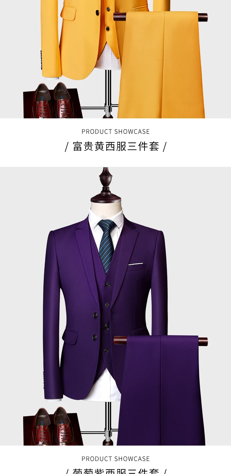 Wedding suit men Dress Korean Slims Men's Business suit 3 pieces jacket + Pants + Vest Formal Suit tuxedo groom suit