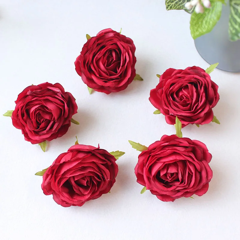  Red Rose Artificial Flower Head White Pink Silk Peony Wedding Party  (18)