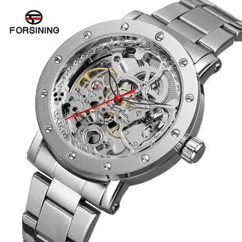 

Forsining 2019 New Men Mechanical Wristwatches Stainless Steel Men's Watches Gifts reloj hombre,montre homme,horloge mannen