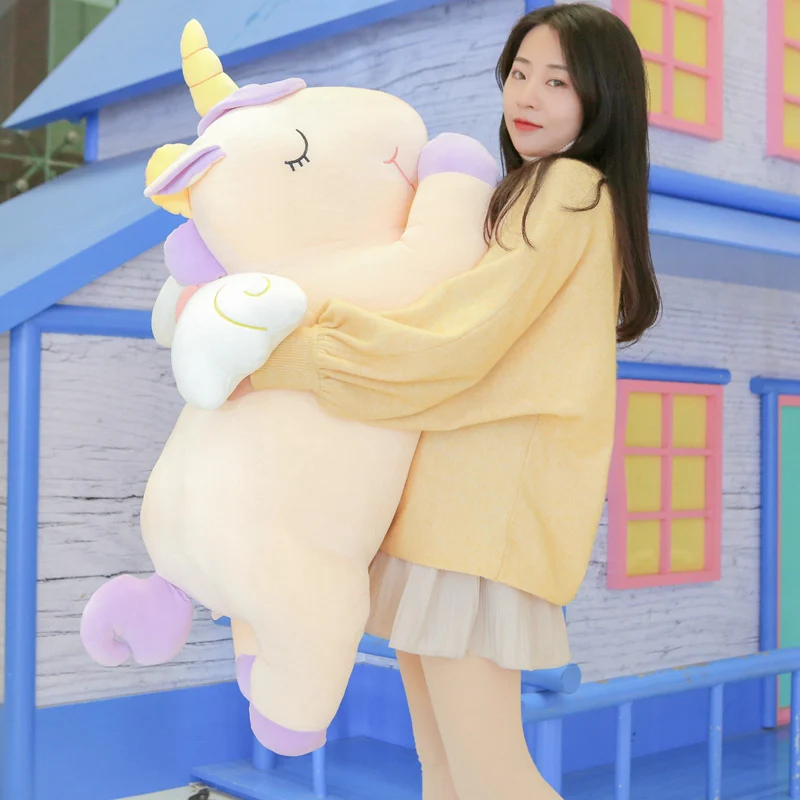 

New Arrival Large Unicorn Plush Toys Cute Blue Yellow White Horse Soft Doll Stuffed Animal Big Toys For Children Birthday Gift