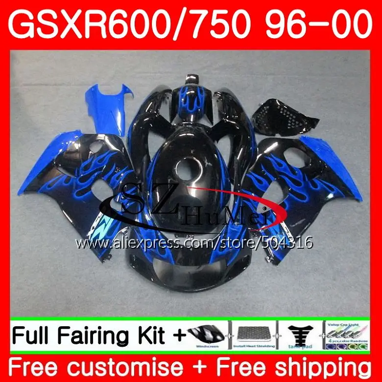 Корпус с синим пламенем для SUZUKI GSX-R600 GSXR 600 750 SRAD 27SH8 GSXR750 96 97 98 99 00 GSXR600 1996 1997 1998 1999 2000