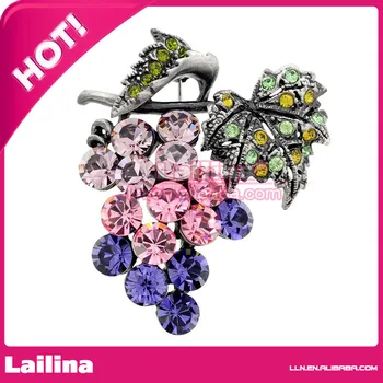 

Free Shipping Multicolor Grape Fruit Crystal Pin Brooch