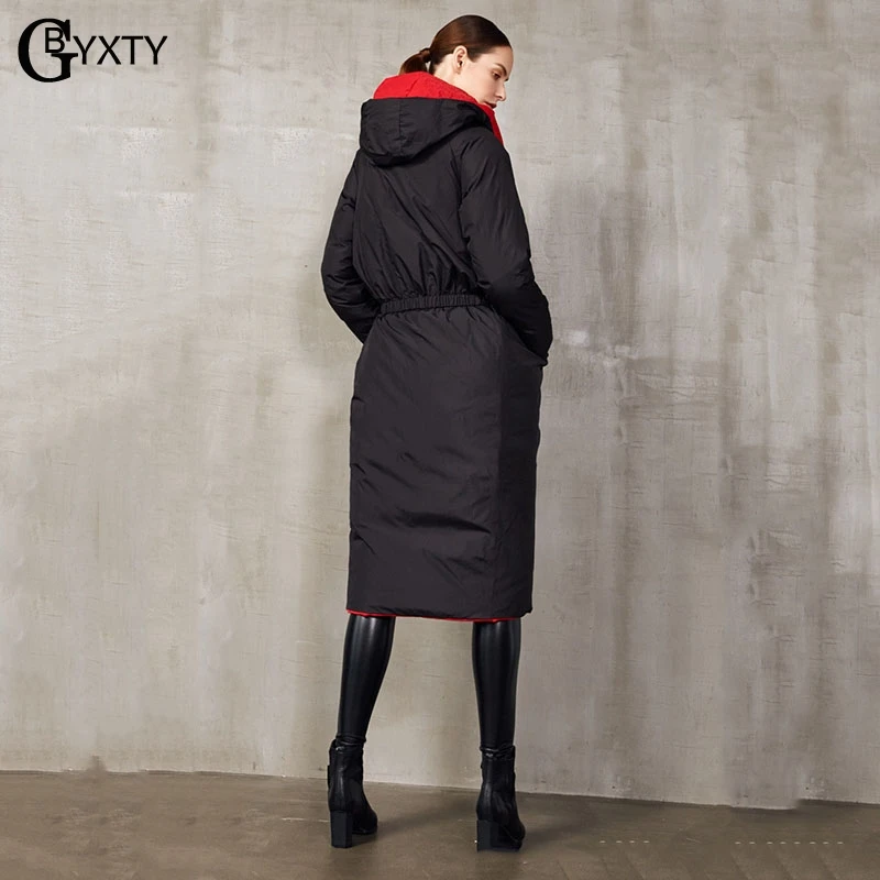 GBYXTY размера плюс 5XL женский пуховик с капюшоном зимняя Двусторонняя одежда длинное пуховое пальто парка Mujer ZA1600