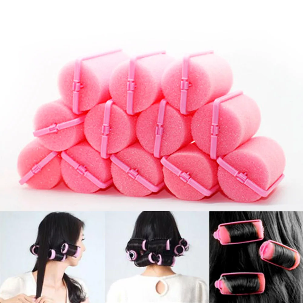 12Pcs Magic Sponge Foam Hair Curling Roller Home Use Salon Hairdressing