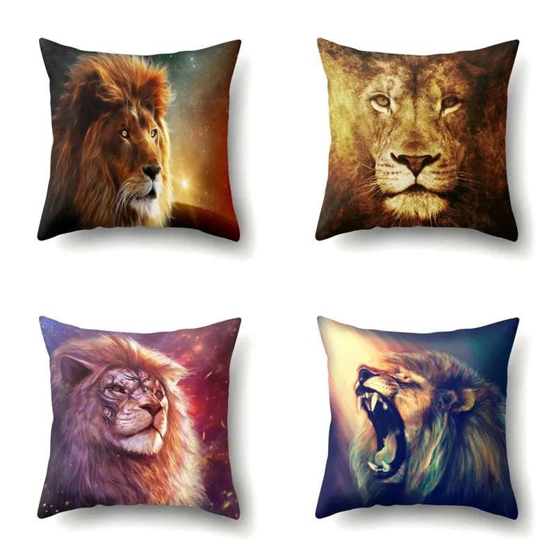 Animal Pattern Polyester Cushion Cover Lion Pillow case Home decoration Pillow Cover