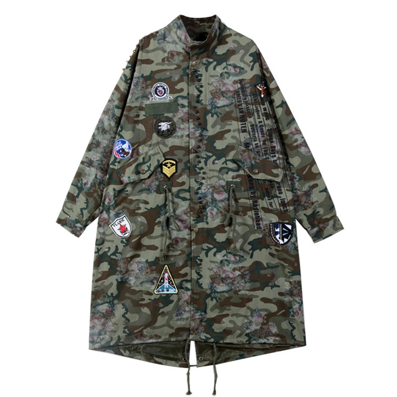 

2018 Patches Camouflage Print Oversize Women Bomber Jackets Casaco Feminino Women Long Autumn Jackets Coat Casaco