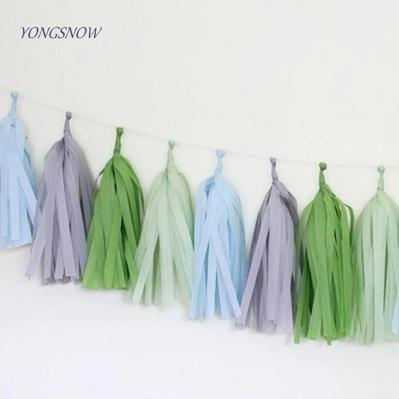 

10pcs 12*35cm Tissue Paper Tassels Garland DIY Pompoms Flowers Balls Ribbon Curtain Wedding Party Decoration Paper Crafts Supply
