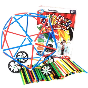 

4D Straw Interlocking Educational Toys Plastic Building Block Bricks Sets Child