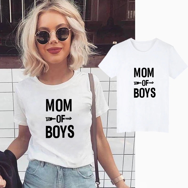 Showtly MOM of Boys, футболка с надписью, женская одежда,, модные Забавные футболки с надписью, мама, жена, феминистка, футболка со слоганом, топы