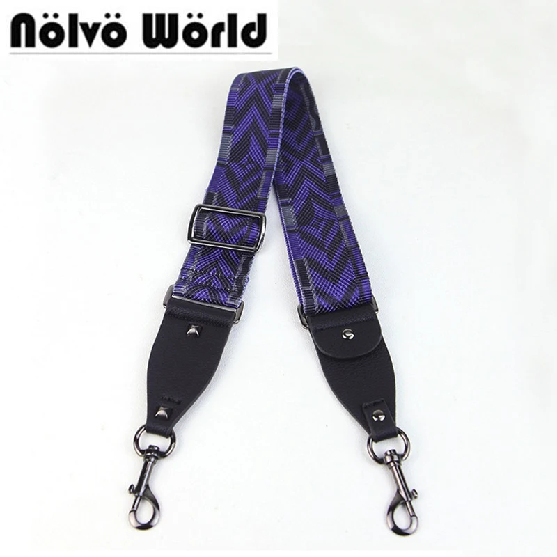 

Max 130cm Width 5cm Width Women Shoulder Strap for Handles Dark Blue Black Mix Canvas Ladies Bags Shoulder Strap Rivets Strap