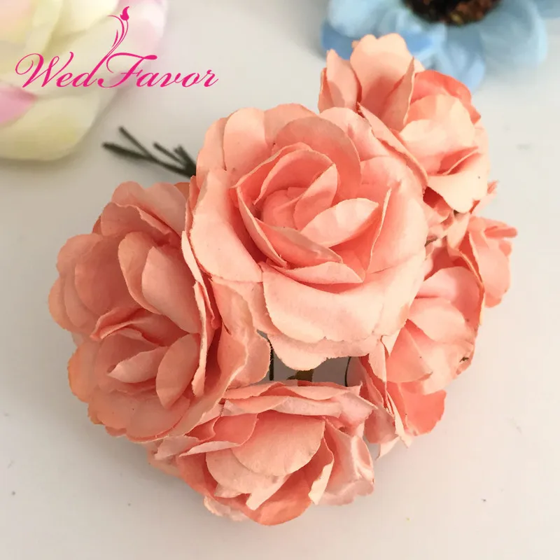 

144pcs 3.5cm Imitation Mulberry Paper flowers Artificial Scrapbooking Rose Bouquet For Garland Corsage Box Wedding Decoration
