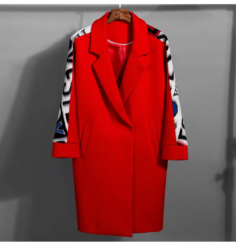 Rugod 2018 Autumn Winter Fashion Women Coat Jacket Long sleeve Medium Long High Quality Wool Coats Loose Warm Woolen Outwear