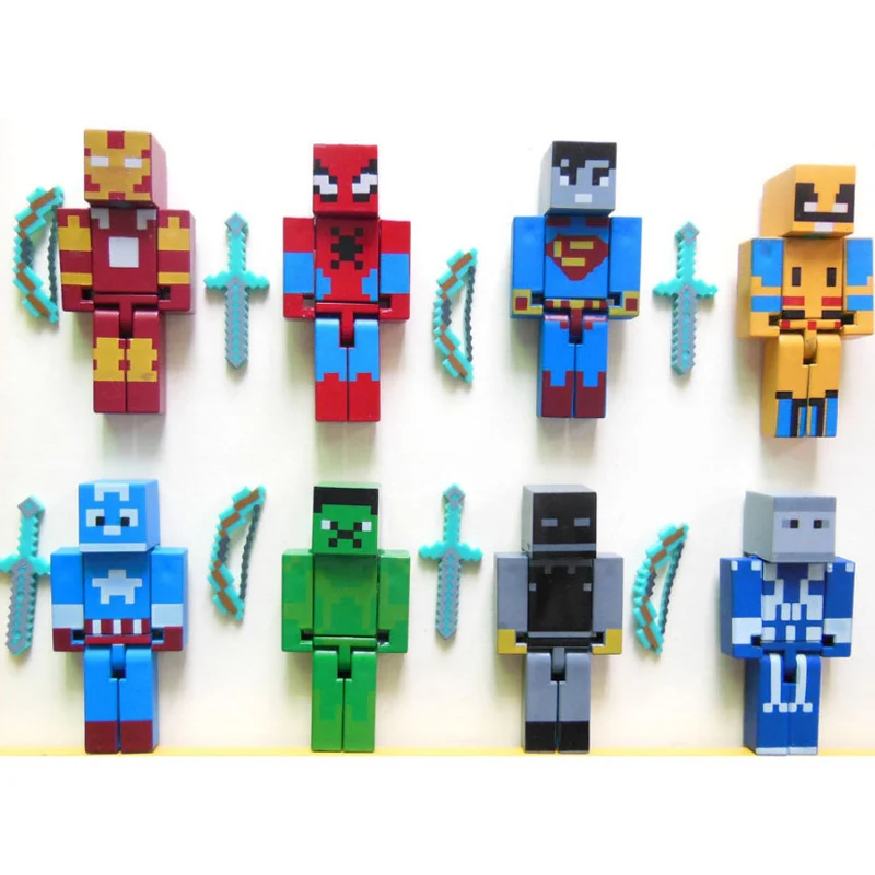 24pcs lot Minecraft Superhero building block Toy set 2015 New minecraft Series 3 sword zombie steve