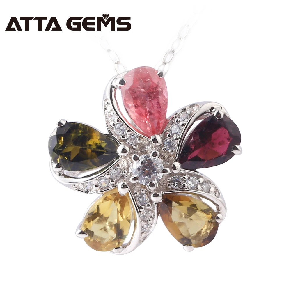 

Natural Tourmaline Sterling Silver Pendants For Women 3.8 Carats Natural Tourmaline Silver Pendants Women Fine Jewelry Brand