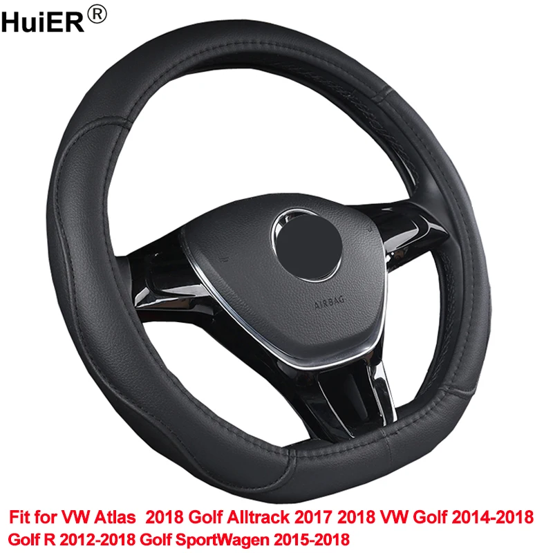HuiER D Shape Car Steering Wheel Cover PU Leather For Volkswagen VW