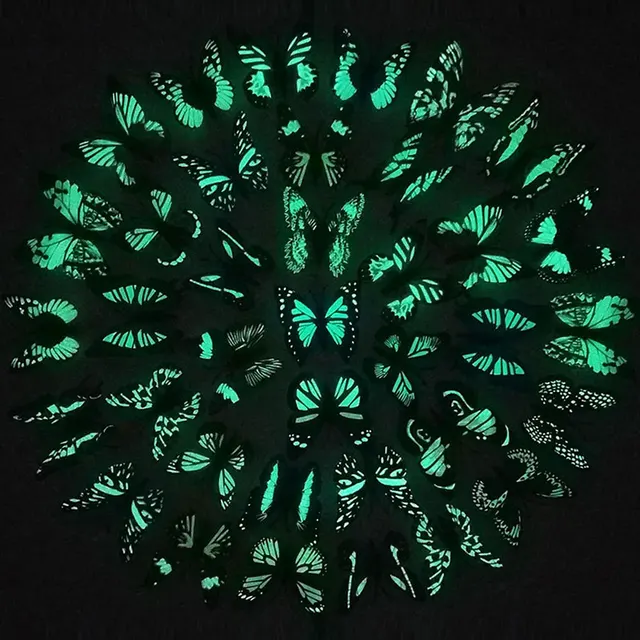 Autocollant papillon lumineux 3D, 12 pièces, 8cm, 5