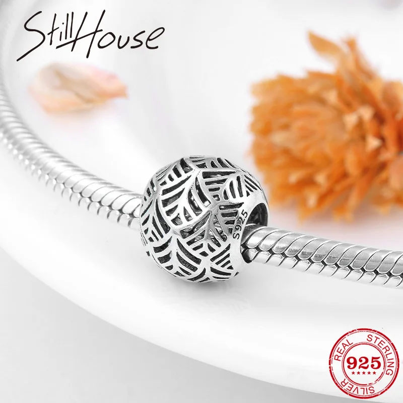 

Fashion luxury Palm leaf Hollow out 925 sterling silver charms Beads For Jewelry making Fit Original Pandora Bracelets