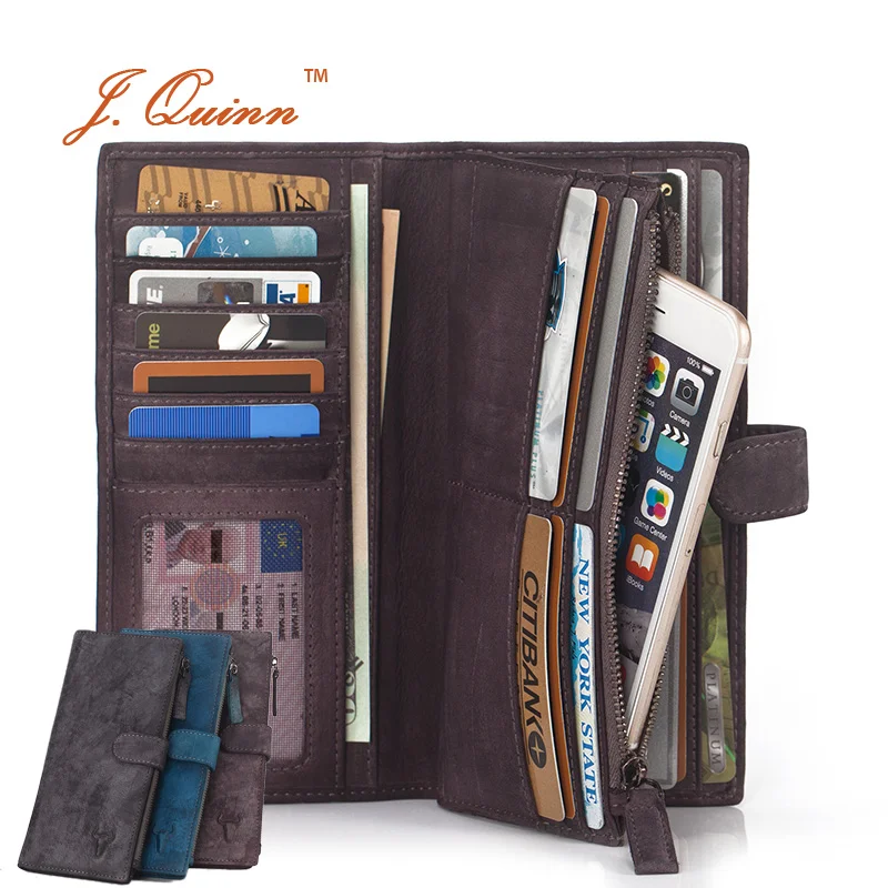 J.Quinn 26 Cards Luxury Women Blue Travel Wallets Modern Ladies Hand