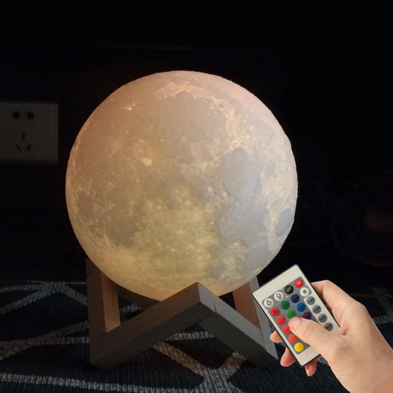 Светодиодная лампа в виде луны с 3d рисунком ночник для взрослых подарок на день