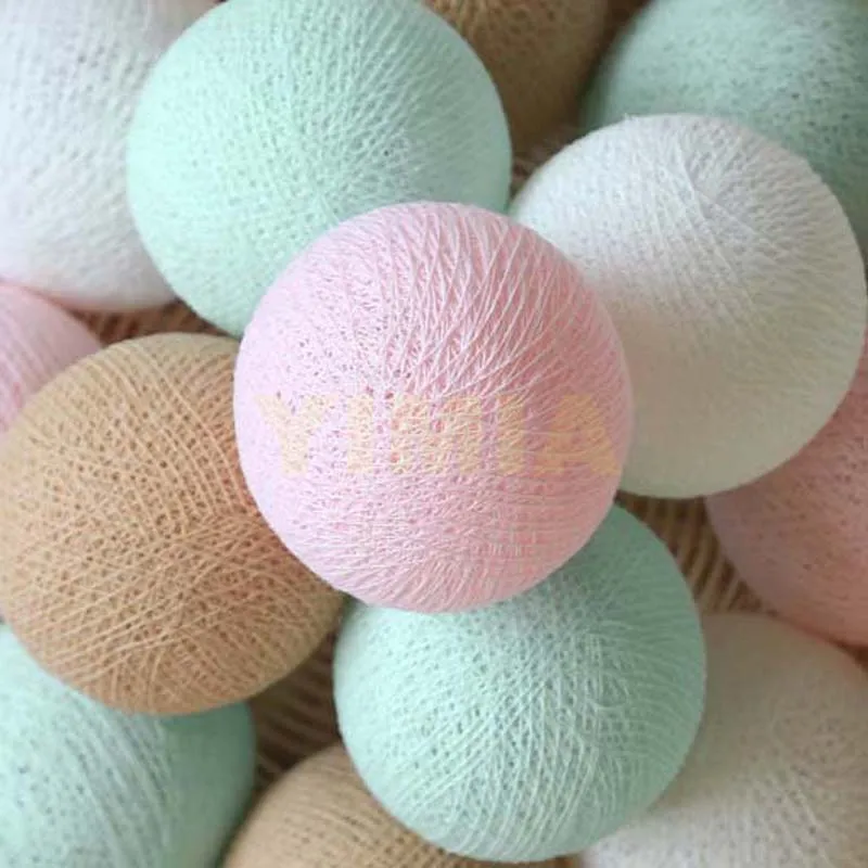 Цена Детские Пастель белый коричневый Мятный Розовый ватным тампоном светодио дный Строка Фея светильники для Спальня комната Детская Свадьба ...