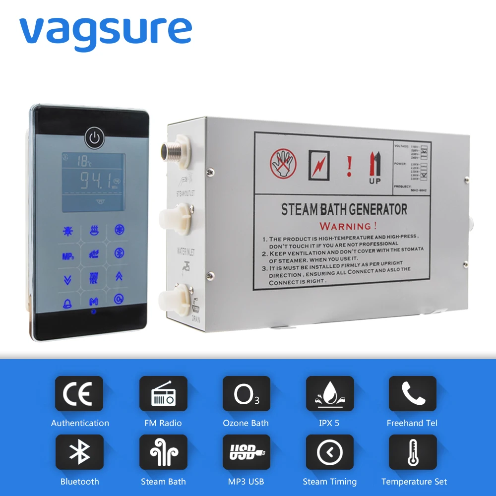 

1Set AC 110V-220V 3KW Floor Mounted Type LCD Touch Screen Steam Sauna Spa Room Control Temperature Sensor Shower Cabin Generator