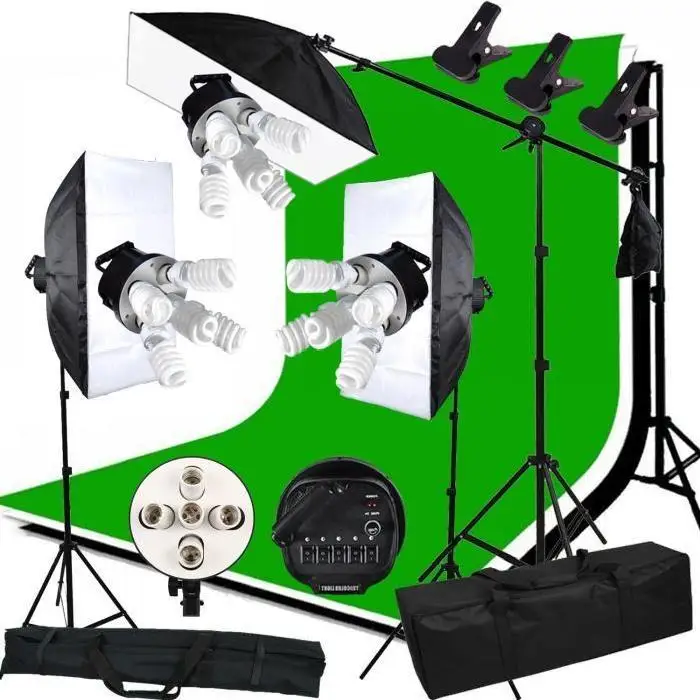 

ABESTSTUDIO Photography Studio Lighting Tent Kit 3375W Photo Studio Continuous Lighting kit SoftboxBoom arm 3 Background & Stand