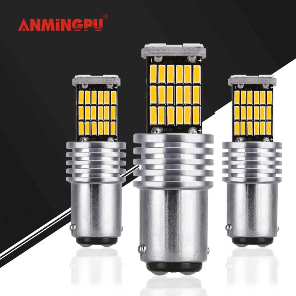 ANMINGPU 2x сигнальная лампа Bay15d Led Canbus P21/5 Вт 1157 45 led smd 4014 стоп сигнал задний