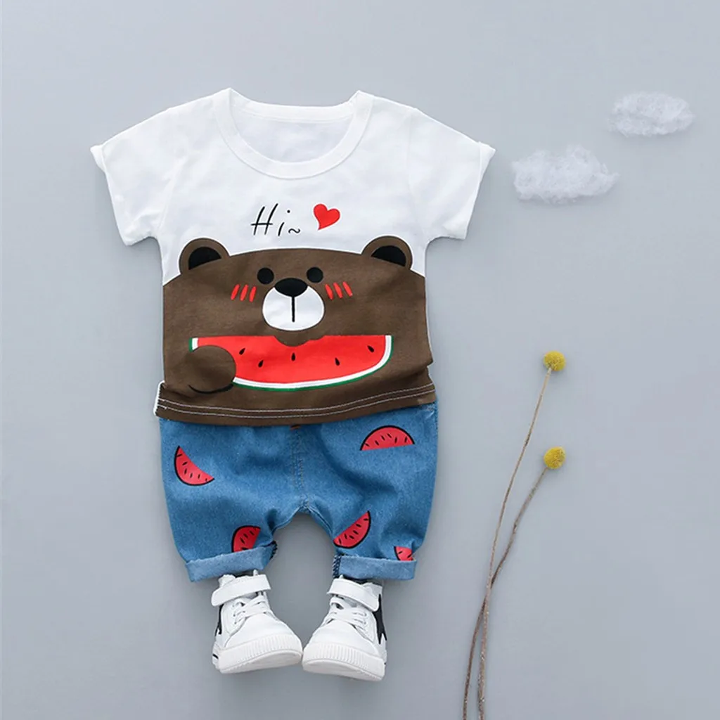 

MUQGEW Baby Girls Boys Toddler Kid Baby Boys Girls Bear T-shirt Tee Tops Shorts Trousers Outfits Set