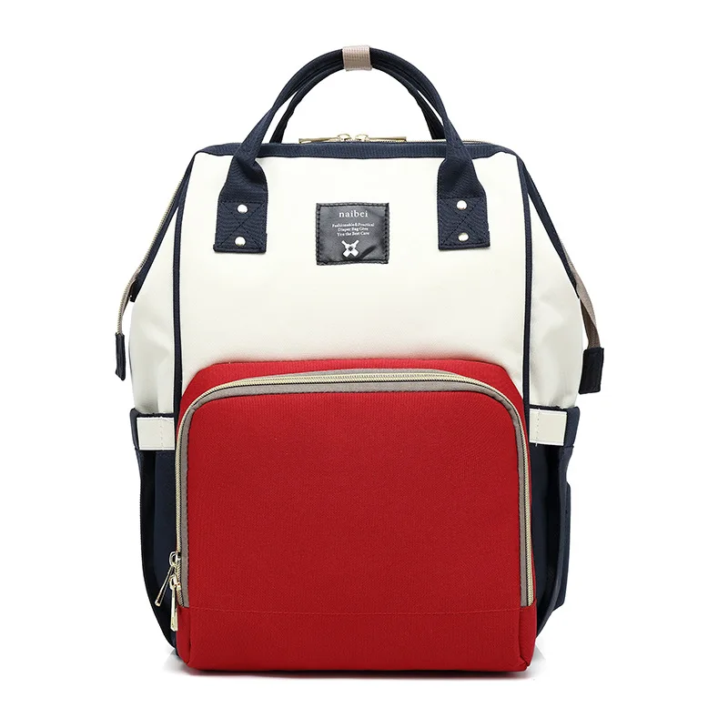 Сумка для подгузников для мам, большая вместительность, дизайнерская сумка для кормления, Детская сумка для подгузников, сумка для ухода за ребенком для мамы и ребенка, модный рюкзак для путешествий - Цвет: Red white blue
