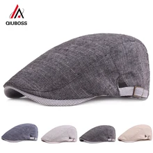 QIUBOSS, хлопковая кепка Newsboy, мужская, s, плюща, кепка, мужская, Ретро стиль, берет, вперед, шапка, простая, мужская, повседневная, солнцезащитная Кепка, регулируемая для мужчин, QB36
