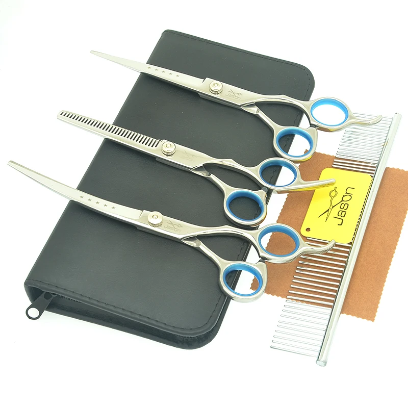 7 0 Pet Trimming Scissors Steel 440C Dog Grooming Shear Set Straight Curved Cutting Tesoura 6 2