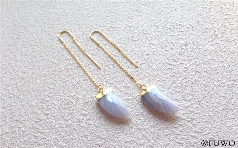 Natural Blue Agate Earrings 7