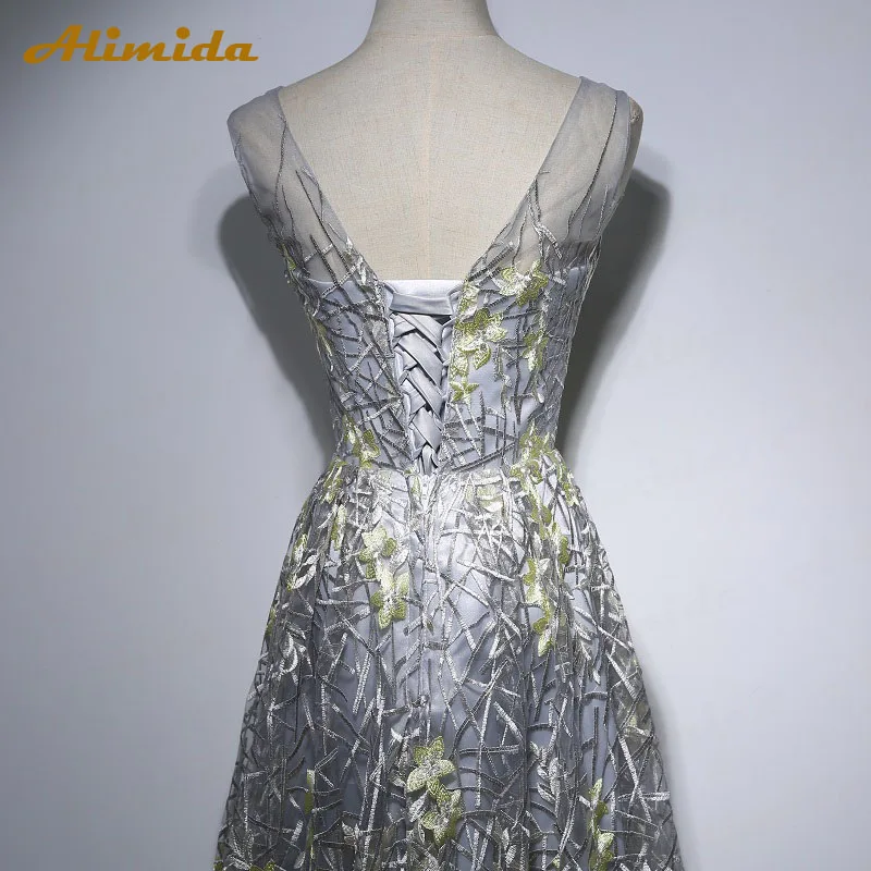 ALIMIDA robe de soiree, вечерние короткие платья,, Серебряное платье с корсетом на спине, свадебные вечерние платья с аппликацией, платье для выпускного вечера