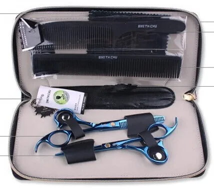 Professional Hairdressing Hair Scissors Cutting Thinning scissors set with two comb blue 5 5 inch SMITH