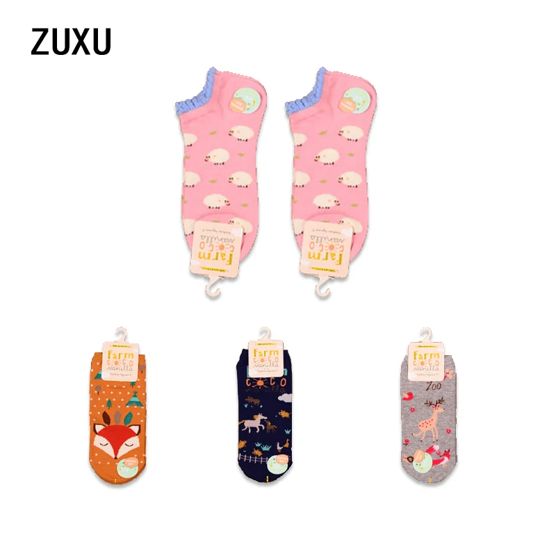 

Kawaii Animals Zoo Cotton Socks Slippers Boat Slippers for Women