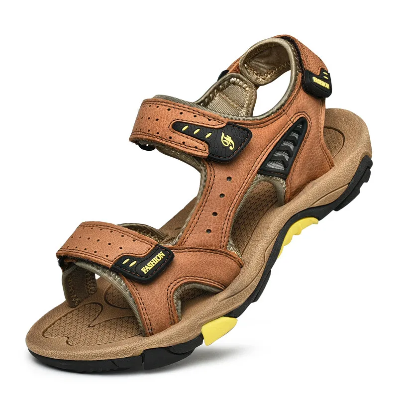 ; классические мужские кожаные сандалии из натуральной кожи с открытым носком; дышащая летняя Уличная обувь; римские пляжные сандалии для отдыха