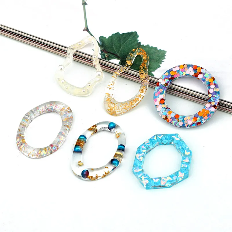 

3pcs Irregular Hollow Resin Patch Charms Pendant Findings Diy Women Trendy Earrings Necklace Jewelry Accessories Handmade F509