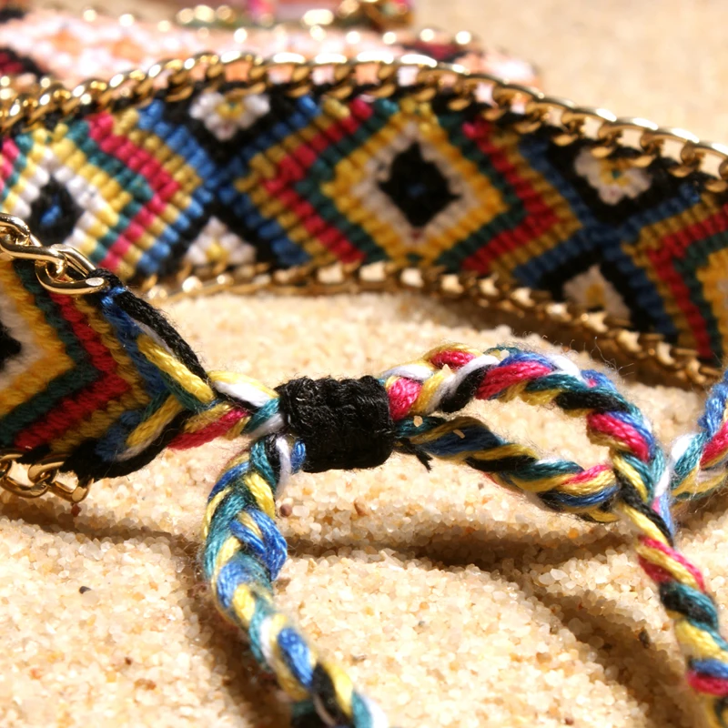 MOON GIRL 2 PCS OM Rune Weave Anklets for Women Crystal Bead Handmade Cotton Anklet Bracelets Female Beach Foot Jewelry Dropship - Image 6