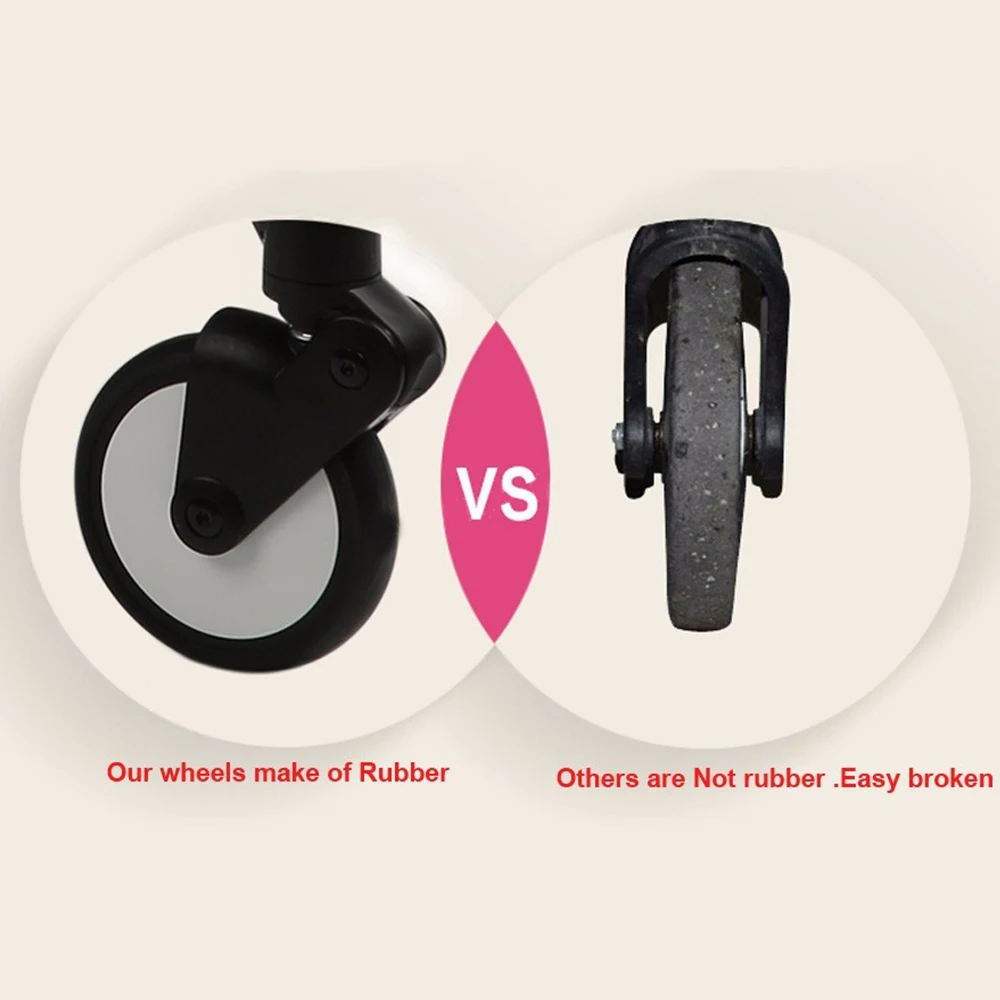Premium Baby Stroller Replacement Rubber Wheels with Installation Tools