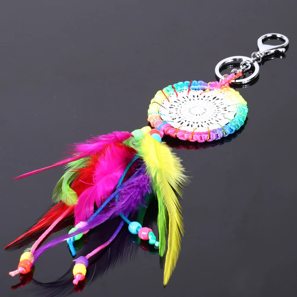

2019 Natural Dreamcatcher Keychain Exquisite Feather Keychain for Women Fashion Boho Jewelry Gift For Women Keyholder