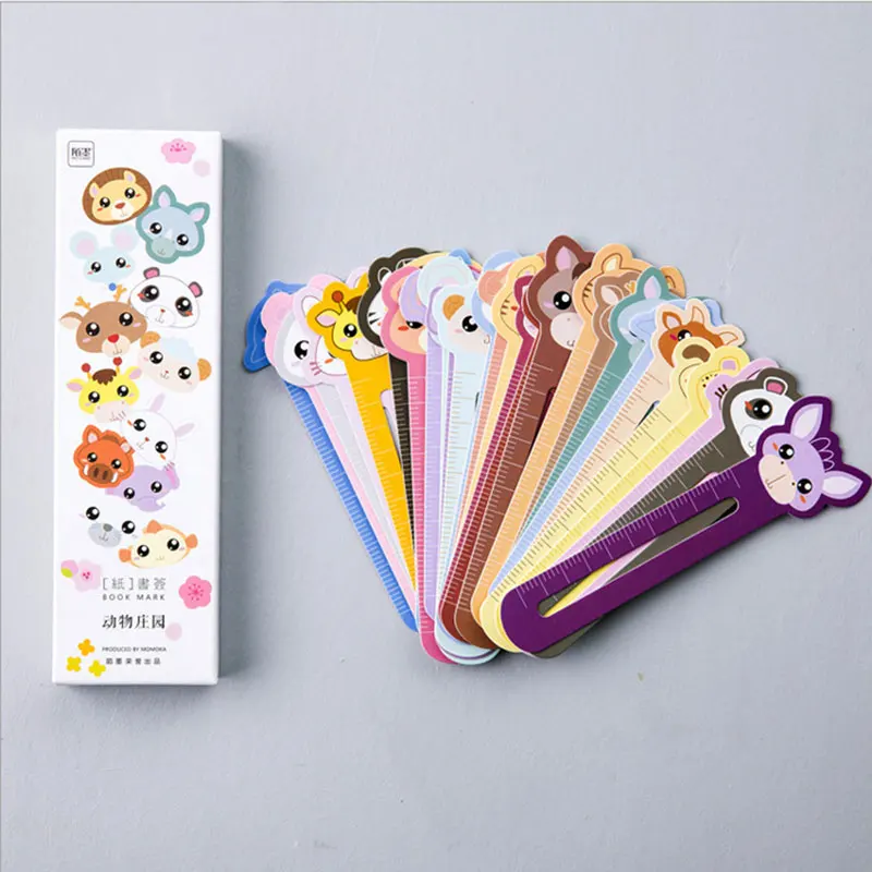 

30 pcs/box creative zoo paper bookmark stationery bookmarks book holder message card school supplies papelaria