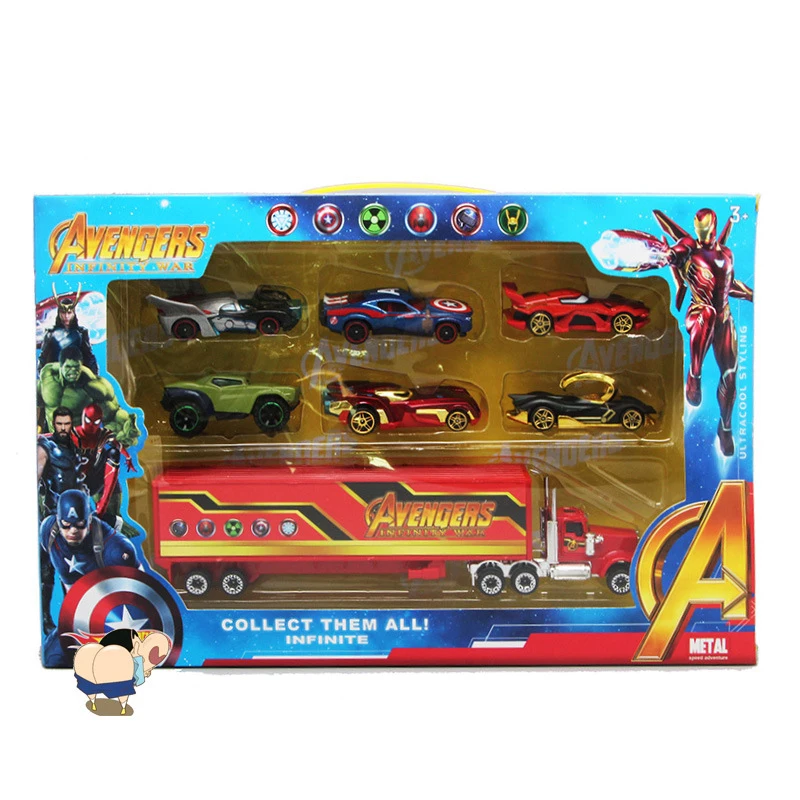 Disney Toys 2019 New Avengers Racing Set 6 Pack For Kids Combination Creative Cartoon Superman Batman Alloy Children