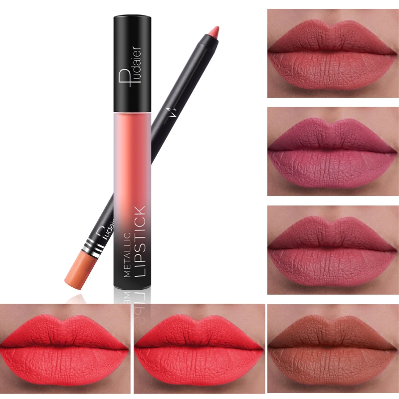 2 шт./лот водостойкий Матовый жидкий блеск для губ и подводка набор Imagic Red Nude