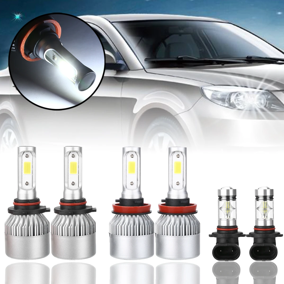 Car Light Source 6pcs LED Headlight+ Fog Light Set for Dodge Ram 1500 2500 3500 4500 5500 2009 2010 2011 2012 2013-2017