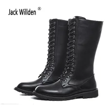 Jack willden/высококачественные мужские высокие сапоги из искусственной кожи; военные ботинки; Тактические Сапоги; высокие мотоциклетные сапоги до колена; Мужская зимняя обувь