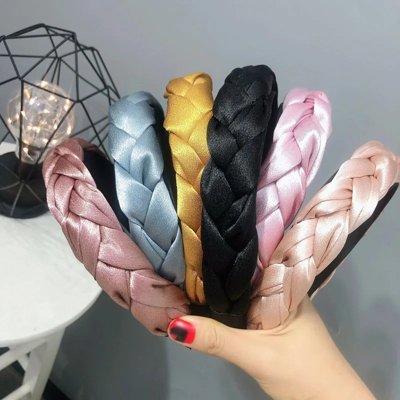 

Vintage Summer Satin Ribbon Knitted Braided Headband Hairband Hair Accessories